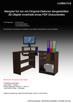 Adobe Acrobat 3D-PDF Beispiel für ein Eck Schreibtisch mit Dekoration