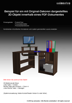 Adobe Acrobat 3D-PDF Beispiel fr ein Eck Schreibtisch mit Dekoration