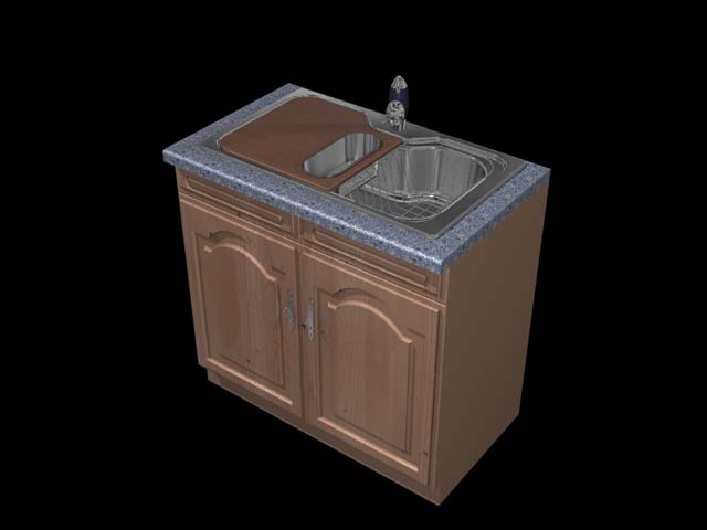 Küchen Unterschrank mit Franke Einbauspüle als 3D Modell für die Küchenplanung und Visualisierung