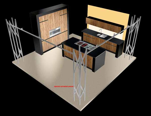 3D Kchenplanung Beispiel Zeichnung Kchenplne erstellen mit dem 3D CAD Kchenplaner als Kchenplanungssoftware und Kchenplanungsprogramm fr Kchenstudio zum Einrichten von Einbaukchen