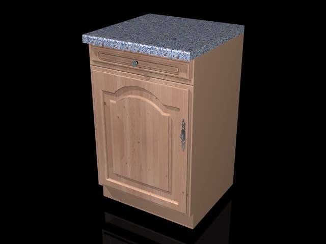 Kchen Unterschrank mit Arbeitsplatte Front und Sockelblende als 3D-Modell zur Kchenplanung